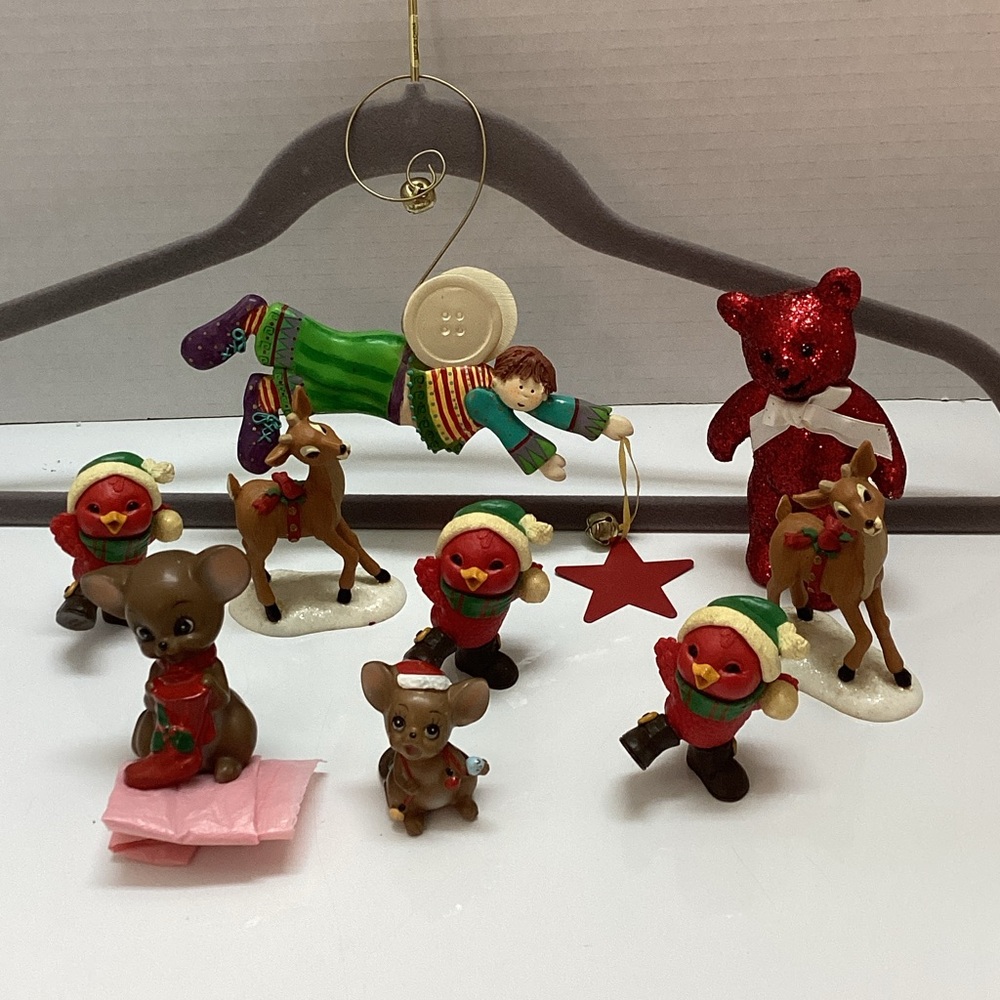 Vintage 9 piece Christmas characters/ornaments.